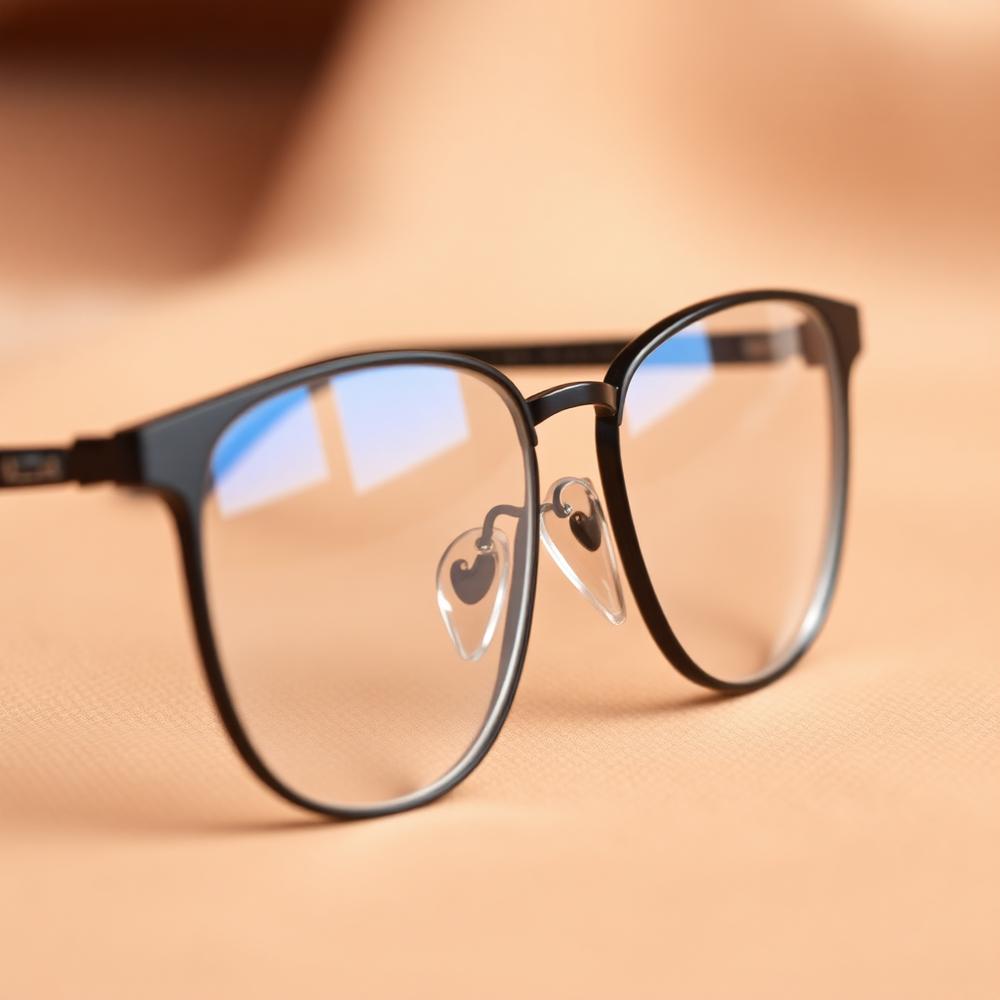 Detalhe de armação com lente antirreflexo