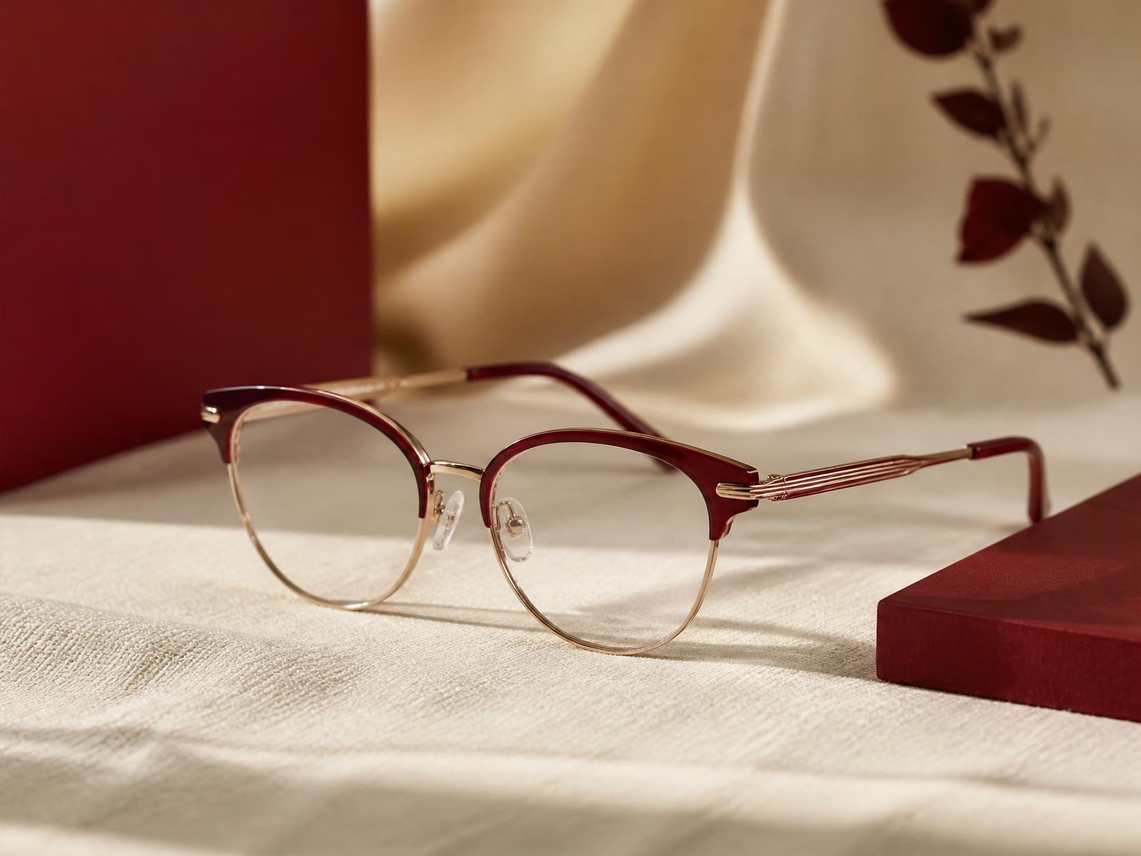 Armação elegante em detalhe sobre superfície neutra